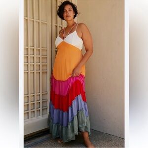 NWT rainbow Pom Pom maxi dress anthro